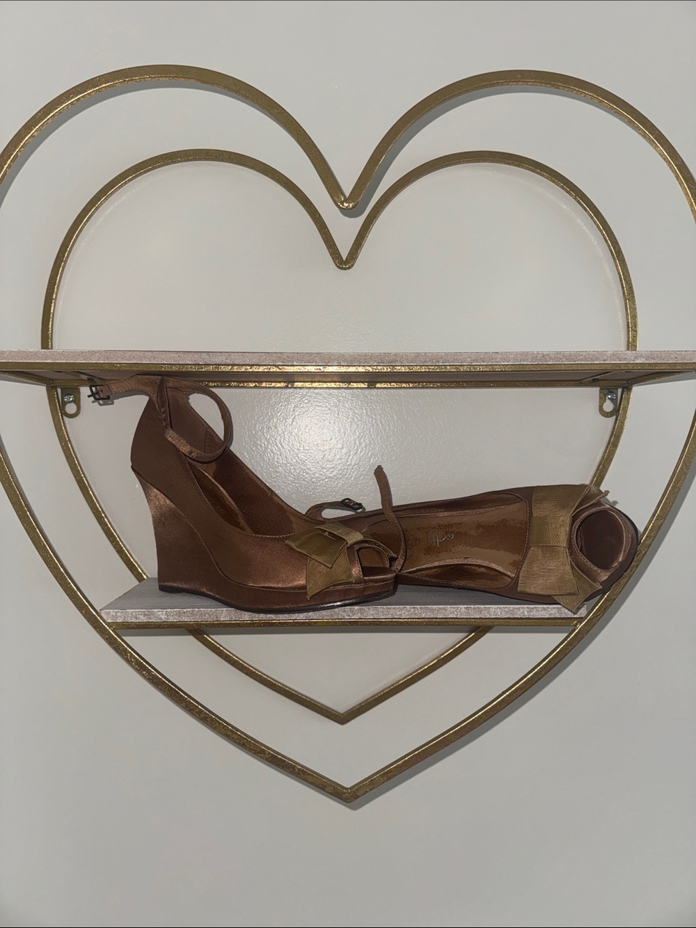 Two Lips Brown Peep-Toe Ankle-Strap Heels with Bow